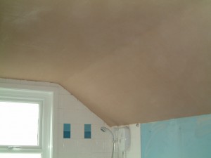 The newly plastered ceiling